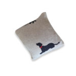 Grey cushion with black dog with red leash- for baby/kids