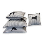 Grey and white lining cushion with dog – for baby/kids